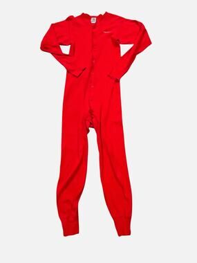 Vintage Carhartt Red Union Suit One Piece Long Johns USA Made 100 Cotton -